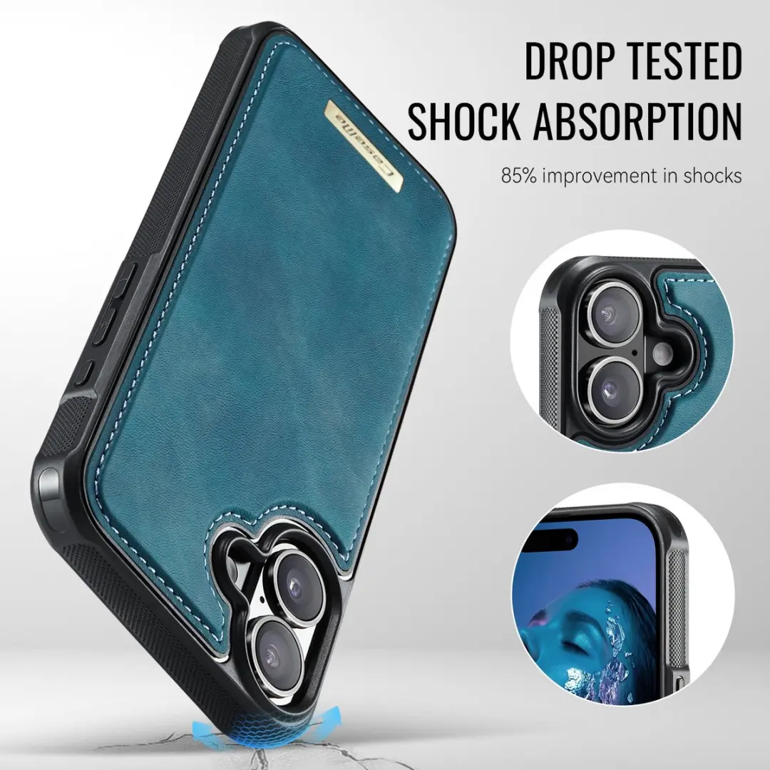 Caseme C69 Leather Back Cover iPhone 17 - MagSafe - Blauw