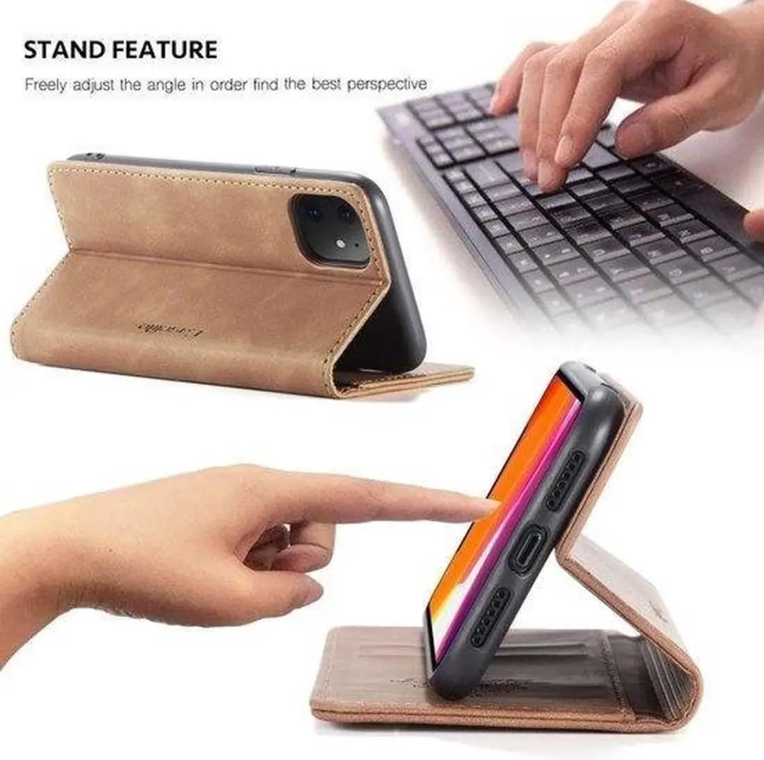 Caseme Bookcase iPhone 11 - 2 Stuks - Licht Bruin