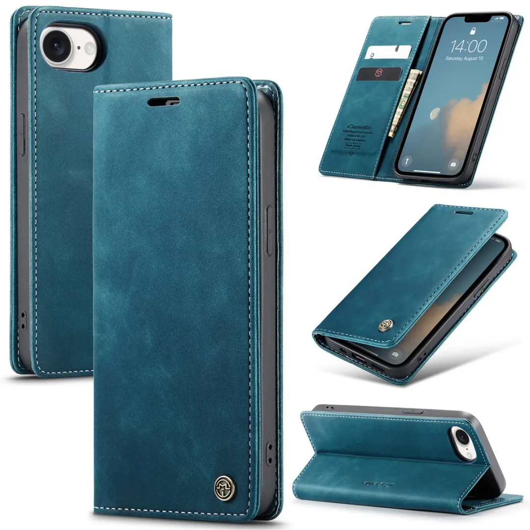 Caseme Telefoonhoesje iPhone 16E Wallet Blauw - 2 Pasjes - afbeelding 6 van 6