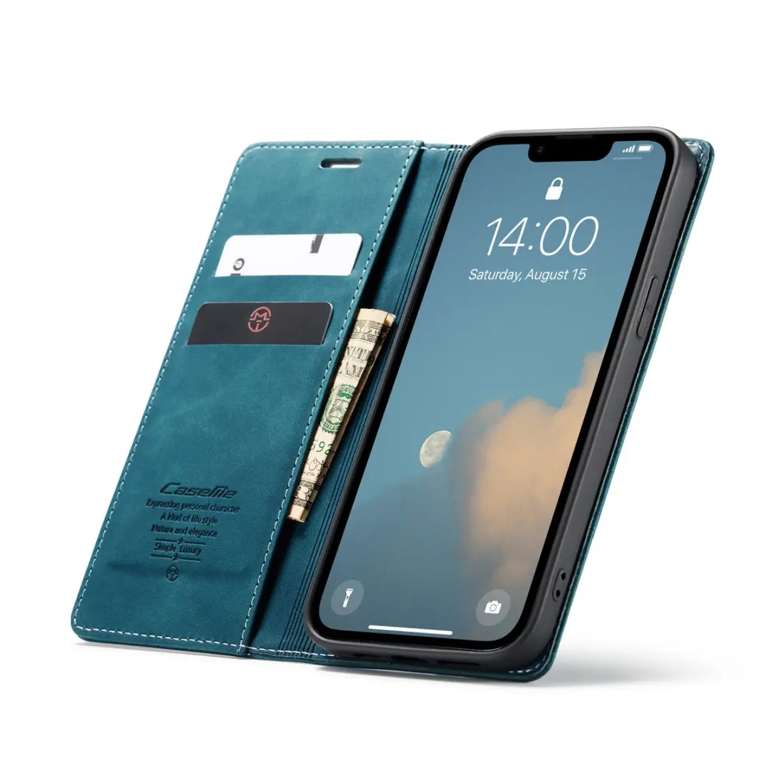 Caseme Telefoonhoesje iPhone 16E Wallet Blauw - 2 Pasjes