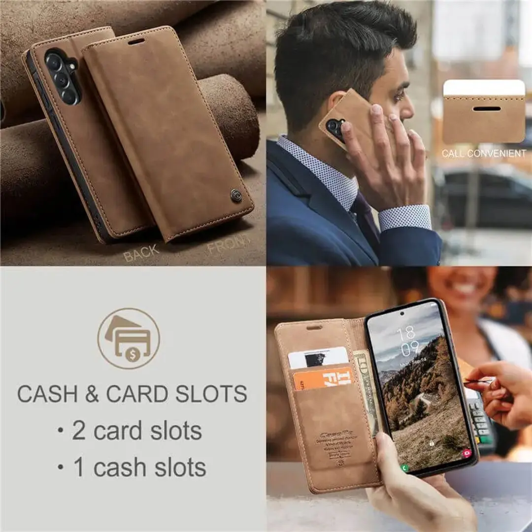 Caseme 013 Hoesje Samsung Galaxy A57 - Book Case - Bruin