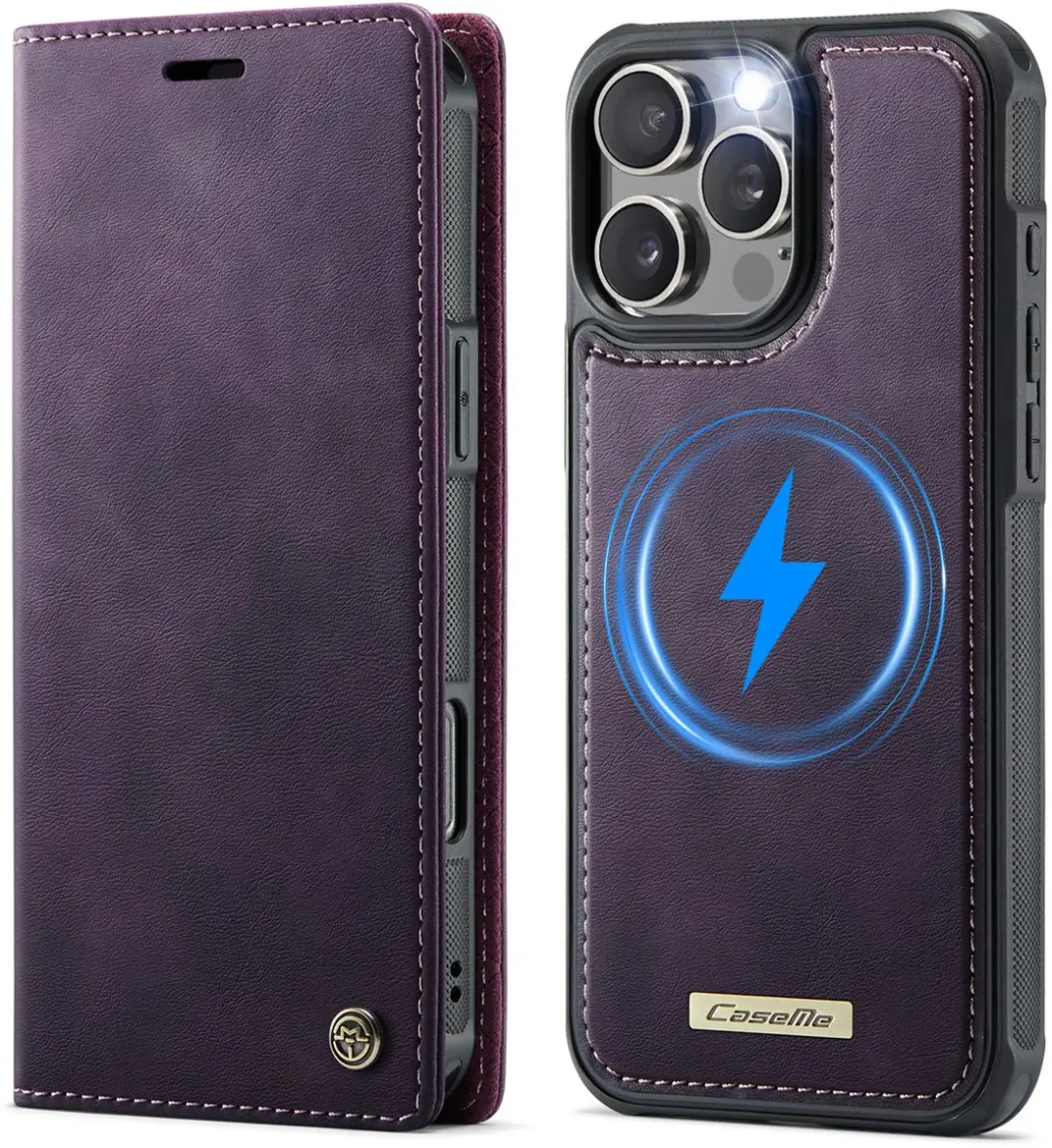 Caseme Telefoonhoesje iPhone 16 Pro Max Bookcase - 3 Pasjes - Paars