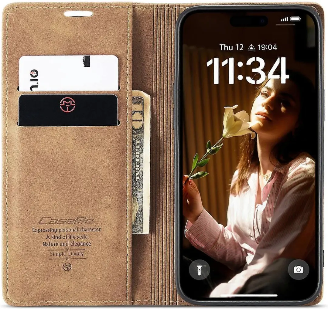 Caseme Hoesje iPhone 16 Plus - 2 Kaartvakken - Bruin