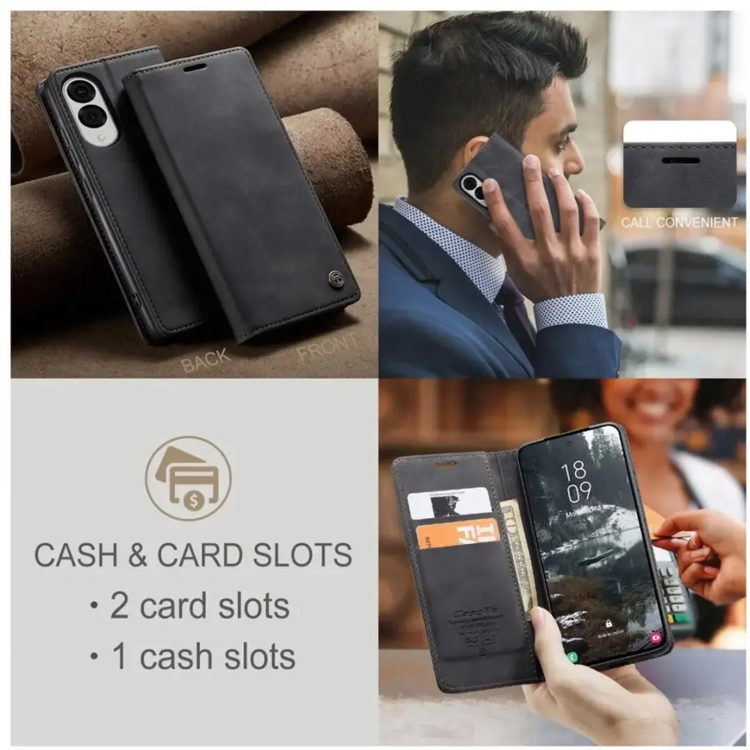 Caseme 013 Hoesje Samsung Galaxy S25 Edge - Book Case - 2 Pasjes - Zwart