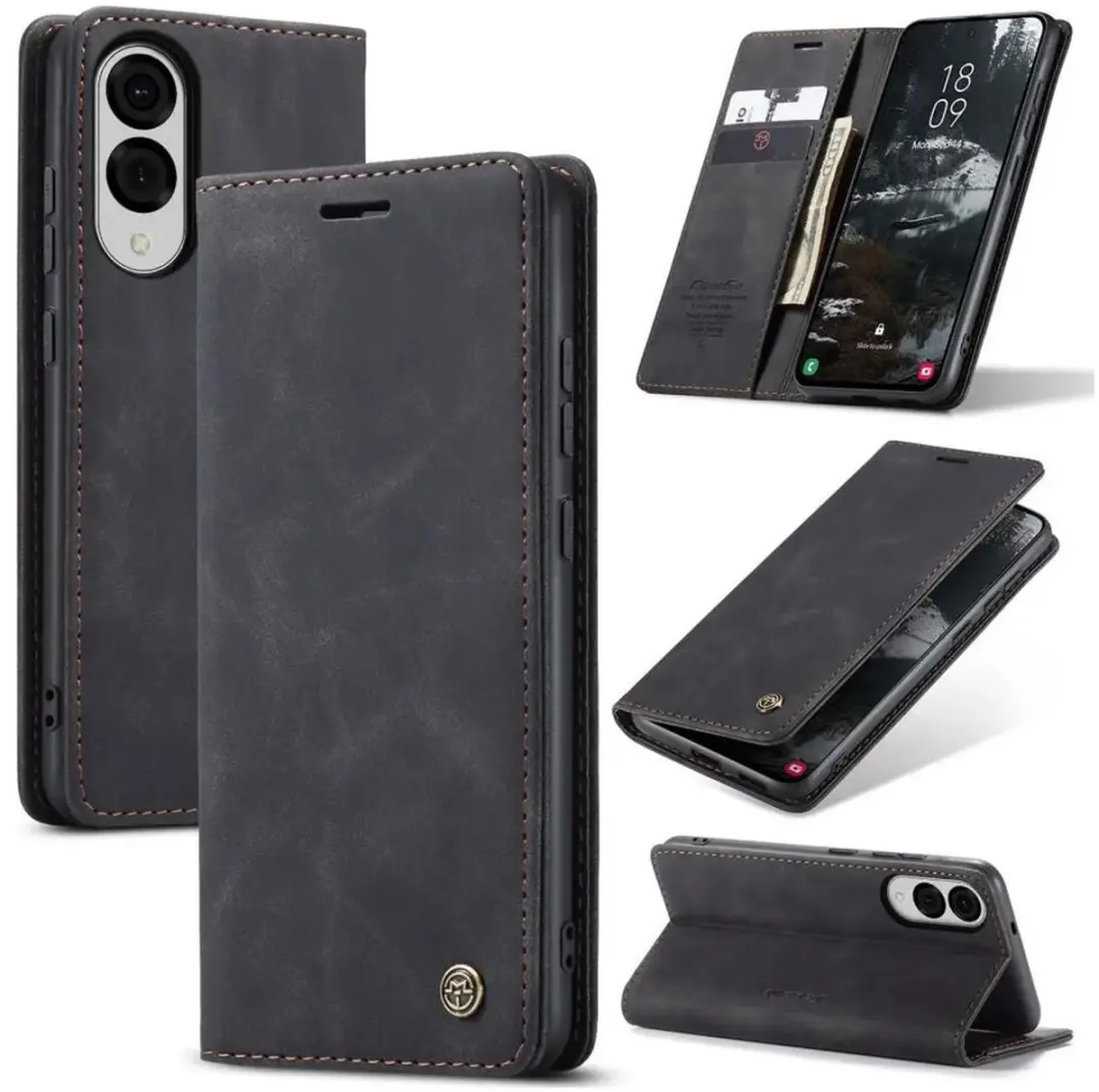 Caseme 013 Hoesje Samsung Galaxy S25 Edge - Book Case - 2 Pasjes - Zwart