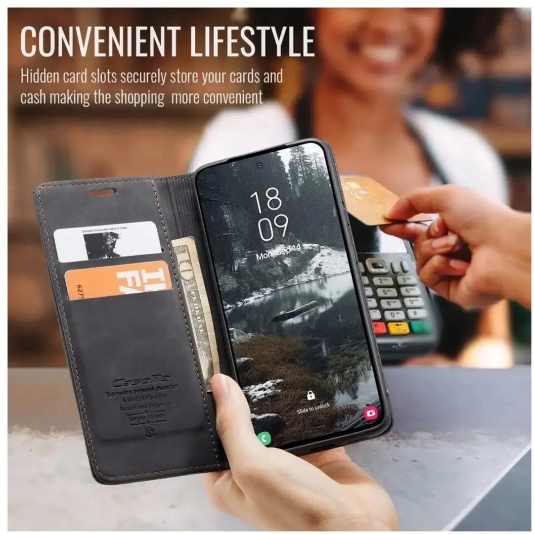 Caseme 013 Hoesje Samsung Galaxy S25 Edge - Book Case - 2 Pasjes - Zwart