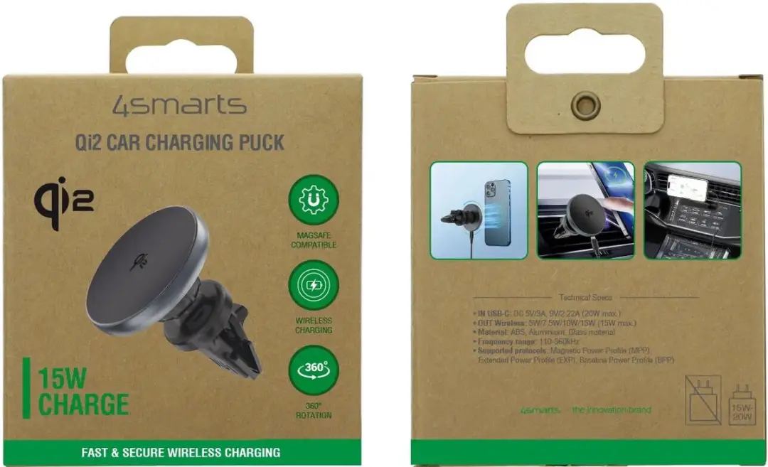 4Smarts 541486 Qi2 Magnetische Draadloze Oplader - 15W - Grijs - afbeelding 6 van 6