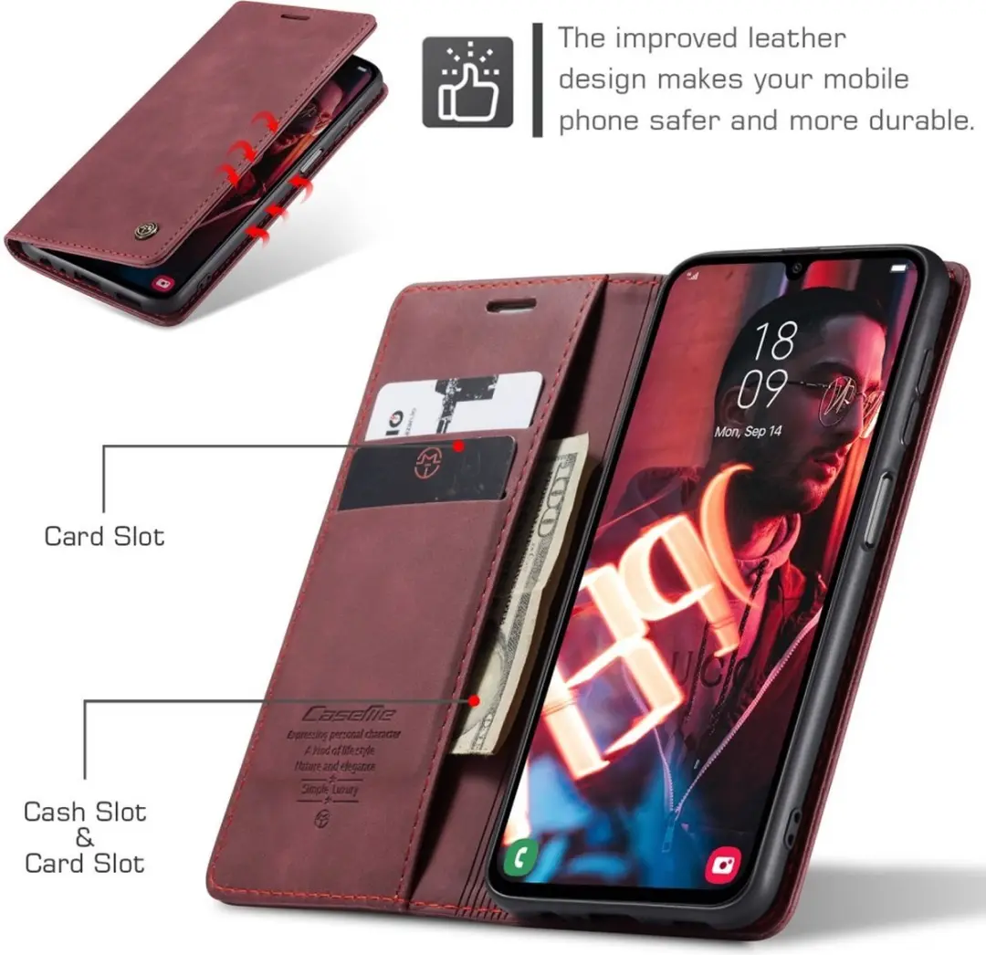 Caseme 013 Book Case Hoesje Samsung Galaxy A15 - Bordeaux