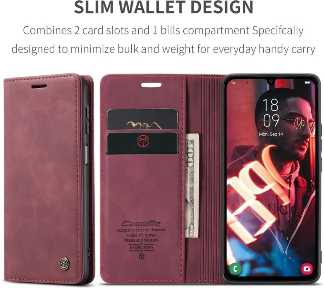 Caseme 013 Book Case Hoesje Samsung Galaxy A15 - Bordeaux