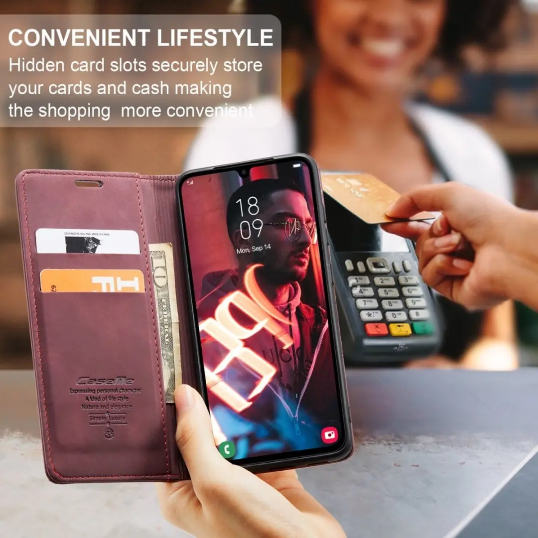Caseme 013 Book Case Hoesje Samsung Galaxy A15 - Bordeaux - afbeelding 6 van 6