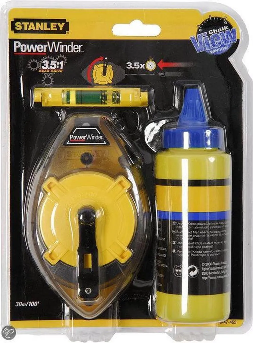 Stanley Powerwinder 30m Slaglijnmolenkit - 3 Stuks - Geel