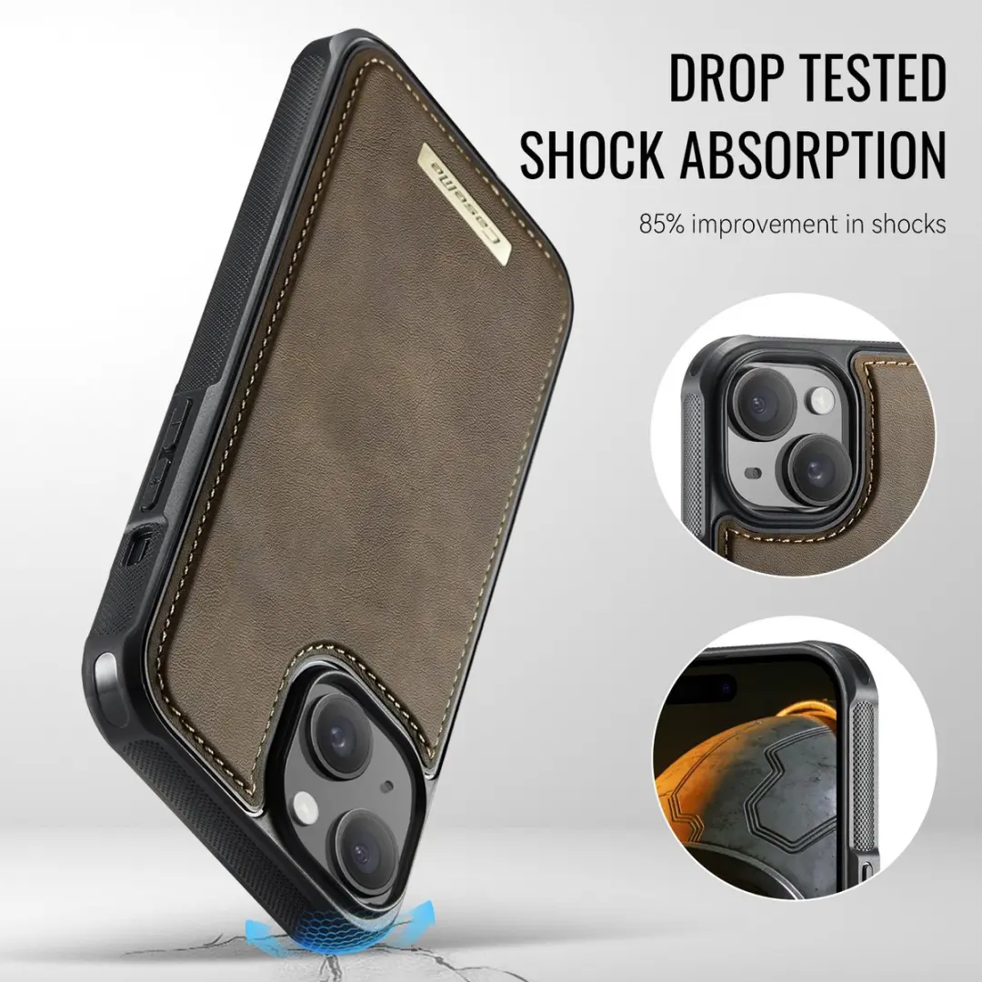 CaseMe C69 Leather Back Cover iPhone 15 - MagSafe - Bruin
