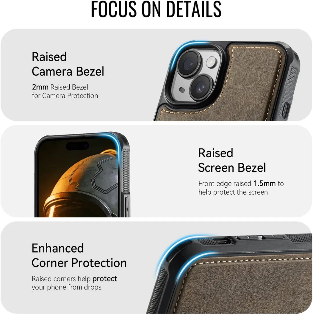 CaseMe C69 Leather Back Cover iPhone 15 - MagSafe - Bruin