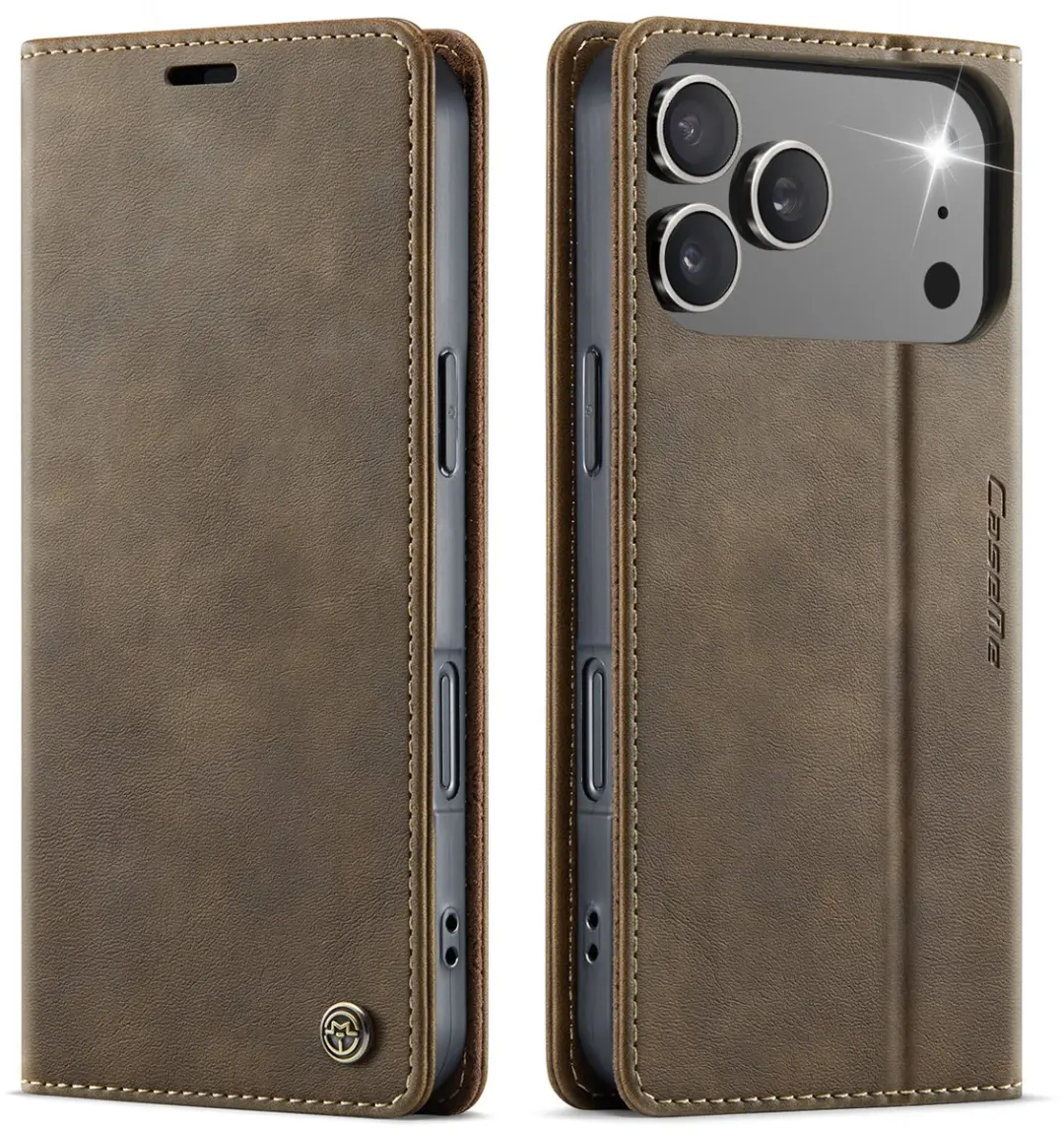 Caseme Telefoonhoesje iPhone 17 Pro - Magnetisch - Book Case Bruin