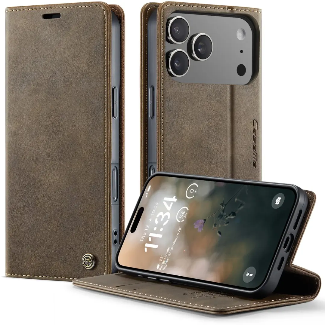 Caseme Telefoonhoesje iPhone 17 Pro - Magnetisch - Book Case Bruin