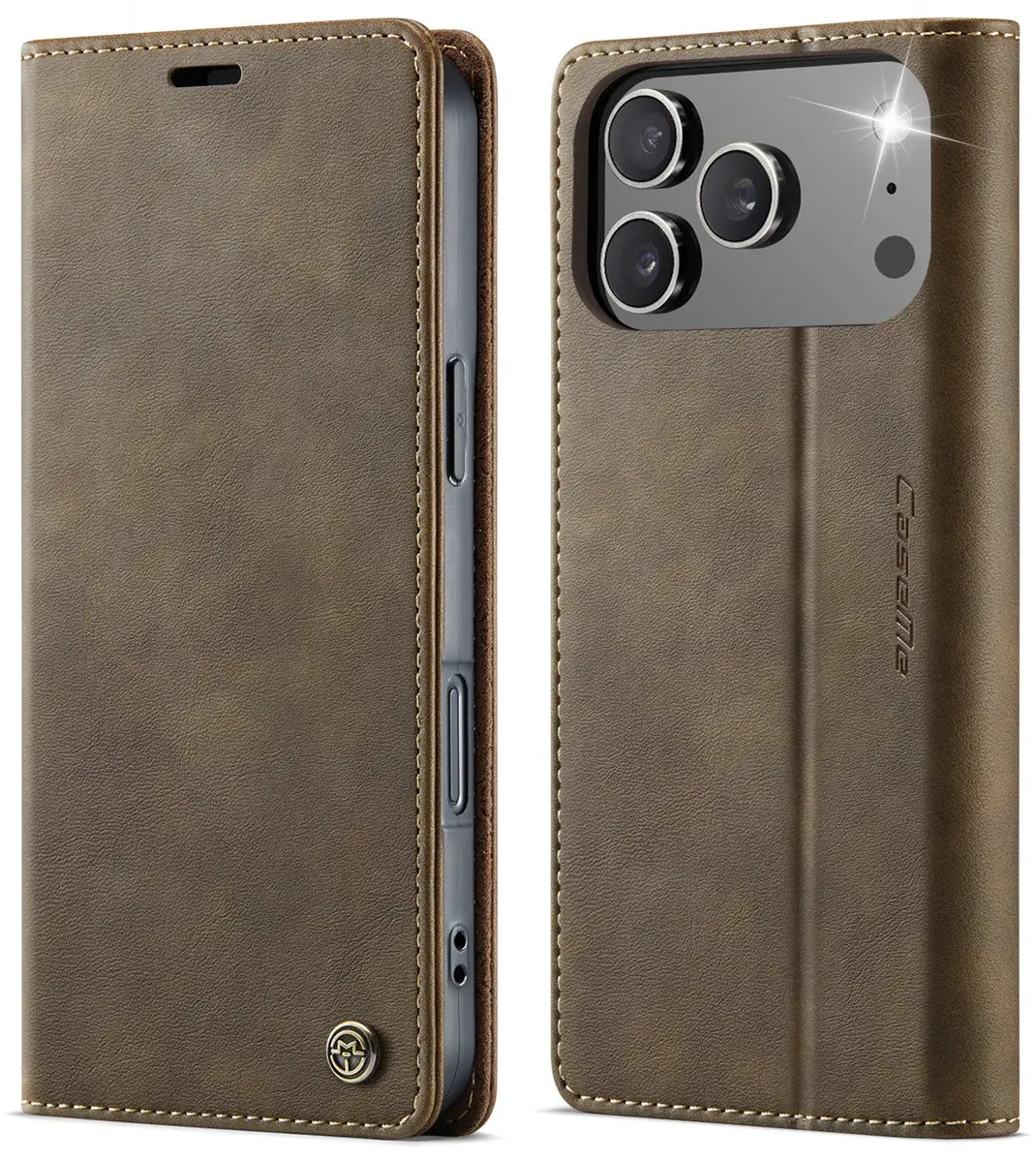 Caseme Telefoonhoesje iPhone 17 Pro - Magnetisch - Book Case Bruin