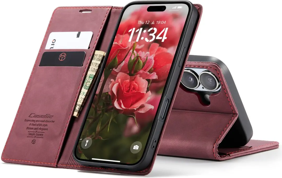 CaseMe iPhone 16 Plus Wallet Bookhoesje - Rood