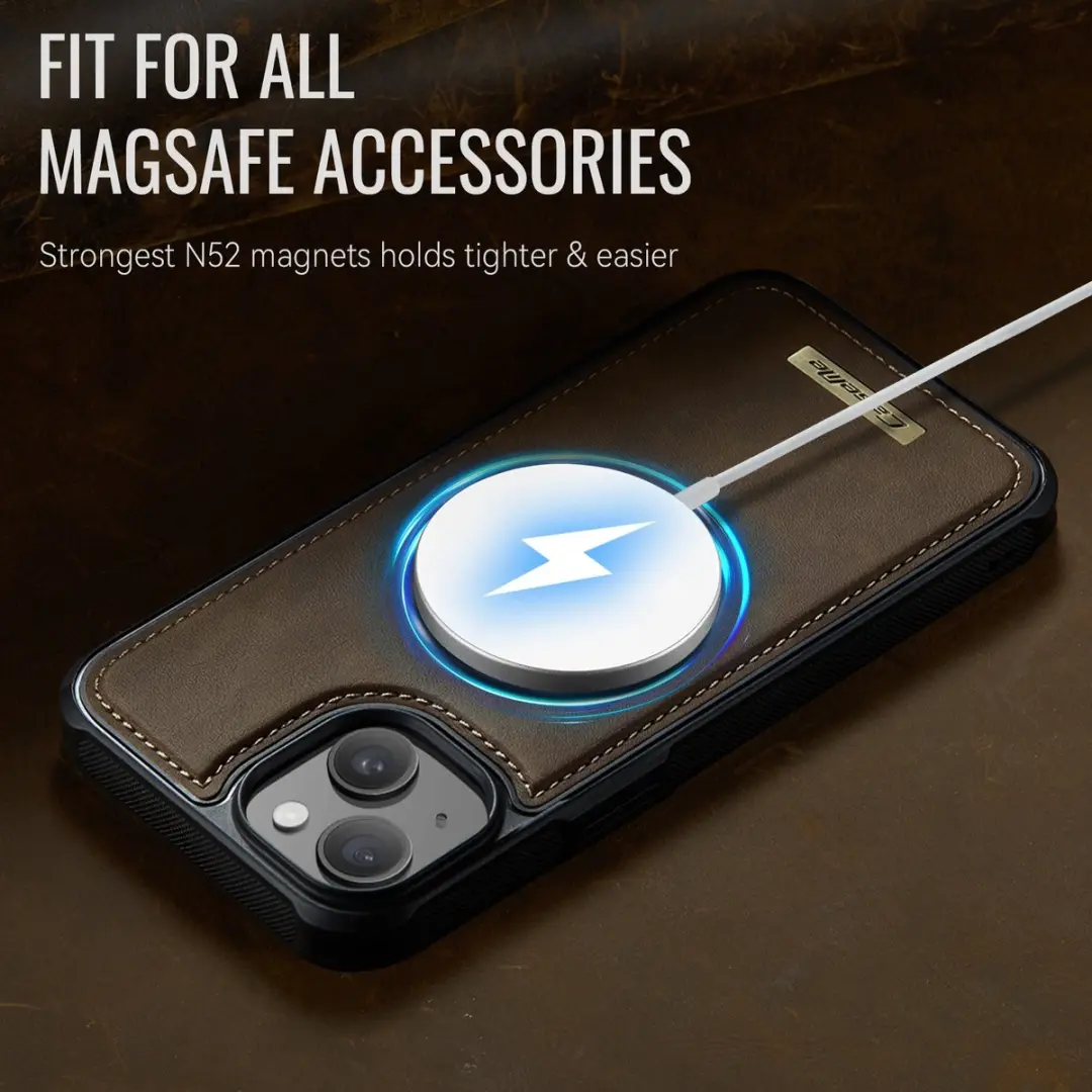 Caseme C69 Leather Back Cover iPhone 13 - MagSafe - Bruin