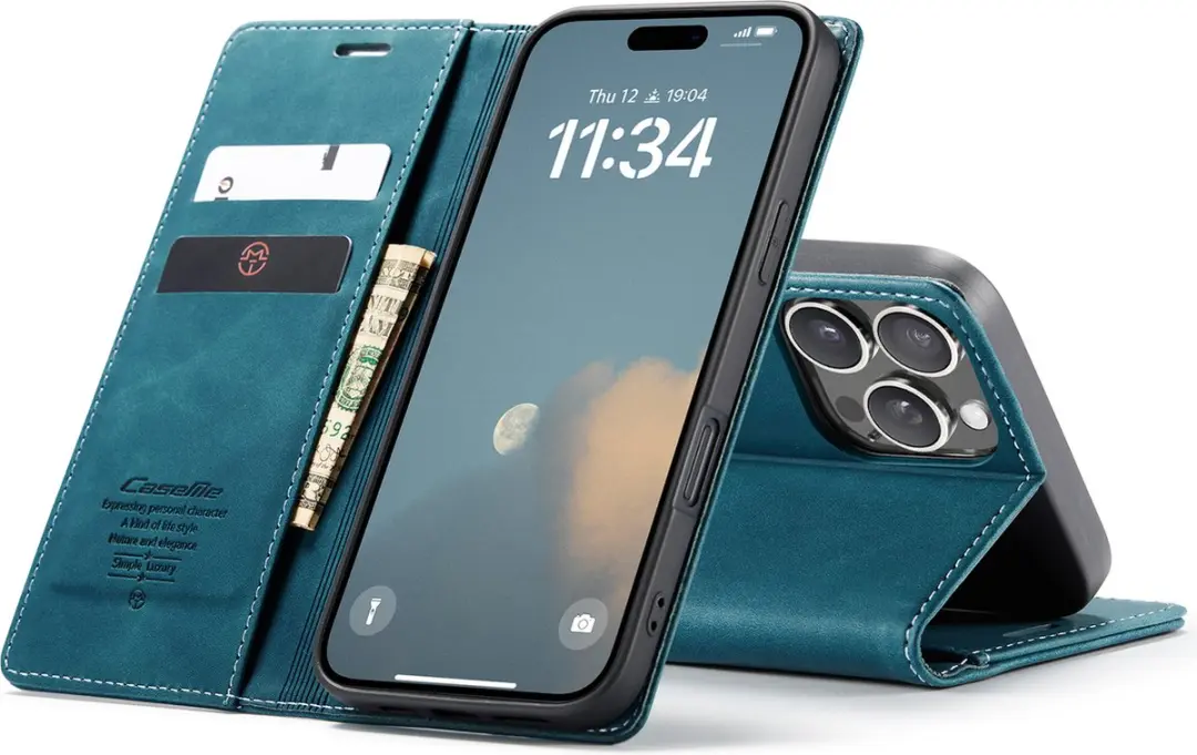 CaseMe iPhone 16 Pro Max Wallet Book Case - Blauw