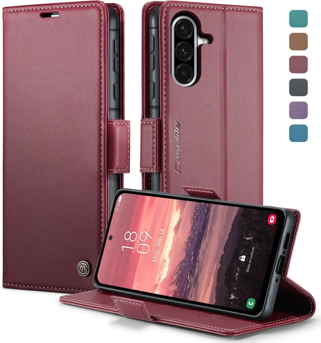 Caseme Wallet Book Case Samsung Galaxy A56 - Rood - 3 Pasjes