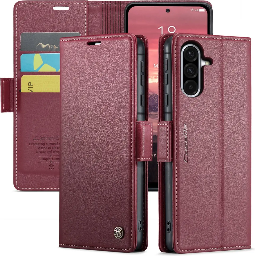 Caseme Wallet Book Case Samsung Galaxy A56 - Rood - 3 Pasjes