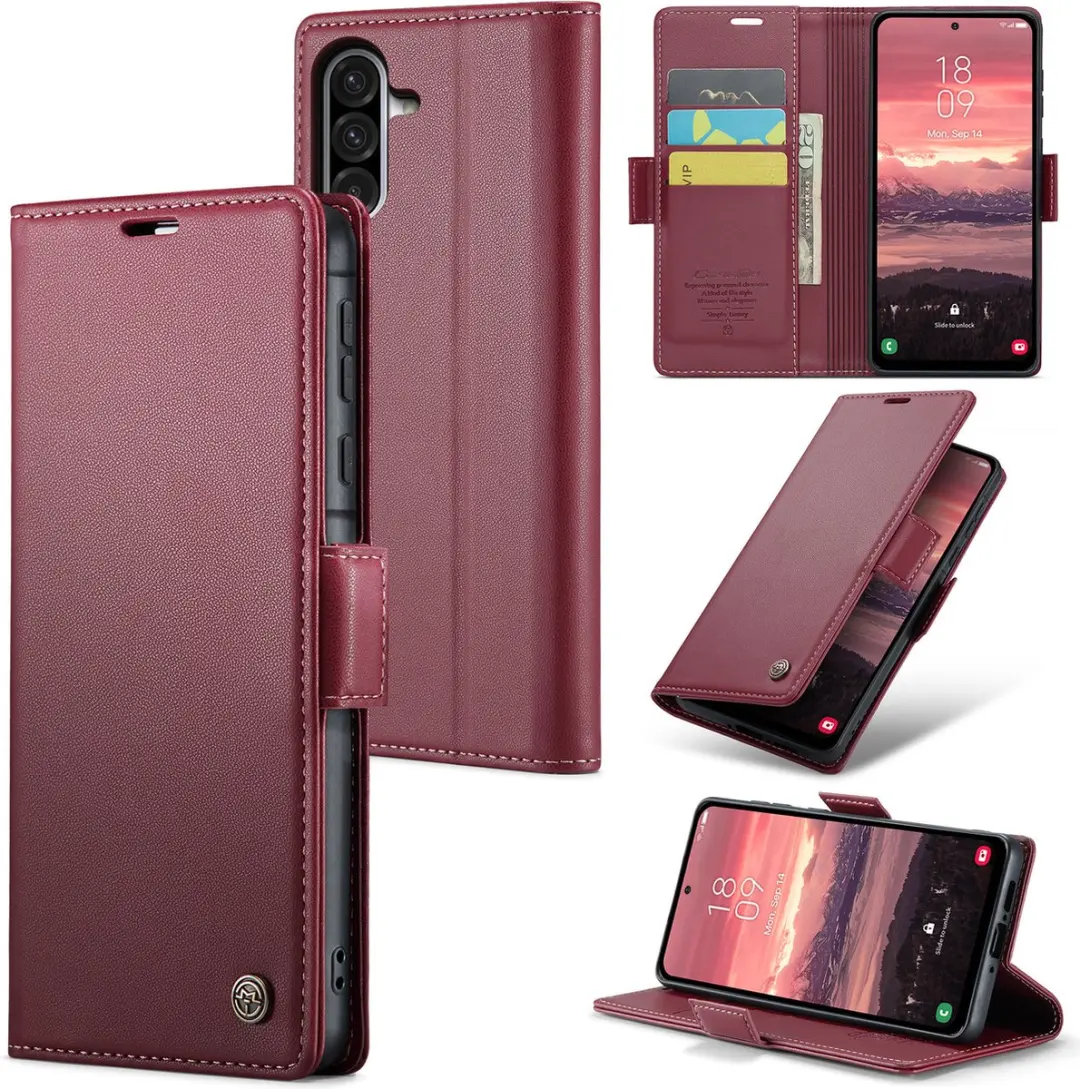 Caseme Wallet Book Case Samsung Galaxy A56 - Rood - 3 Pasjes