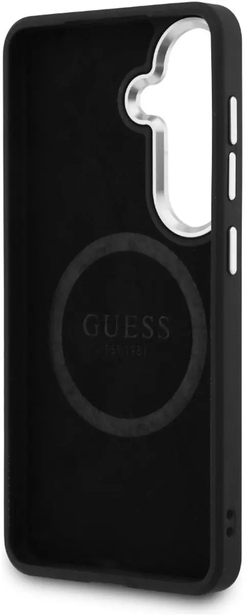 GUESS Glitter Driehoek MagSafe Hoesje S26 - Zilver