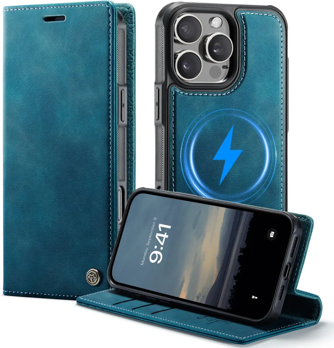 Caseme Telefoonhoesje iPhone 16 Pro Max Bookcase - 3 Pasjes - Blauw