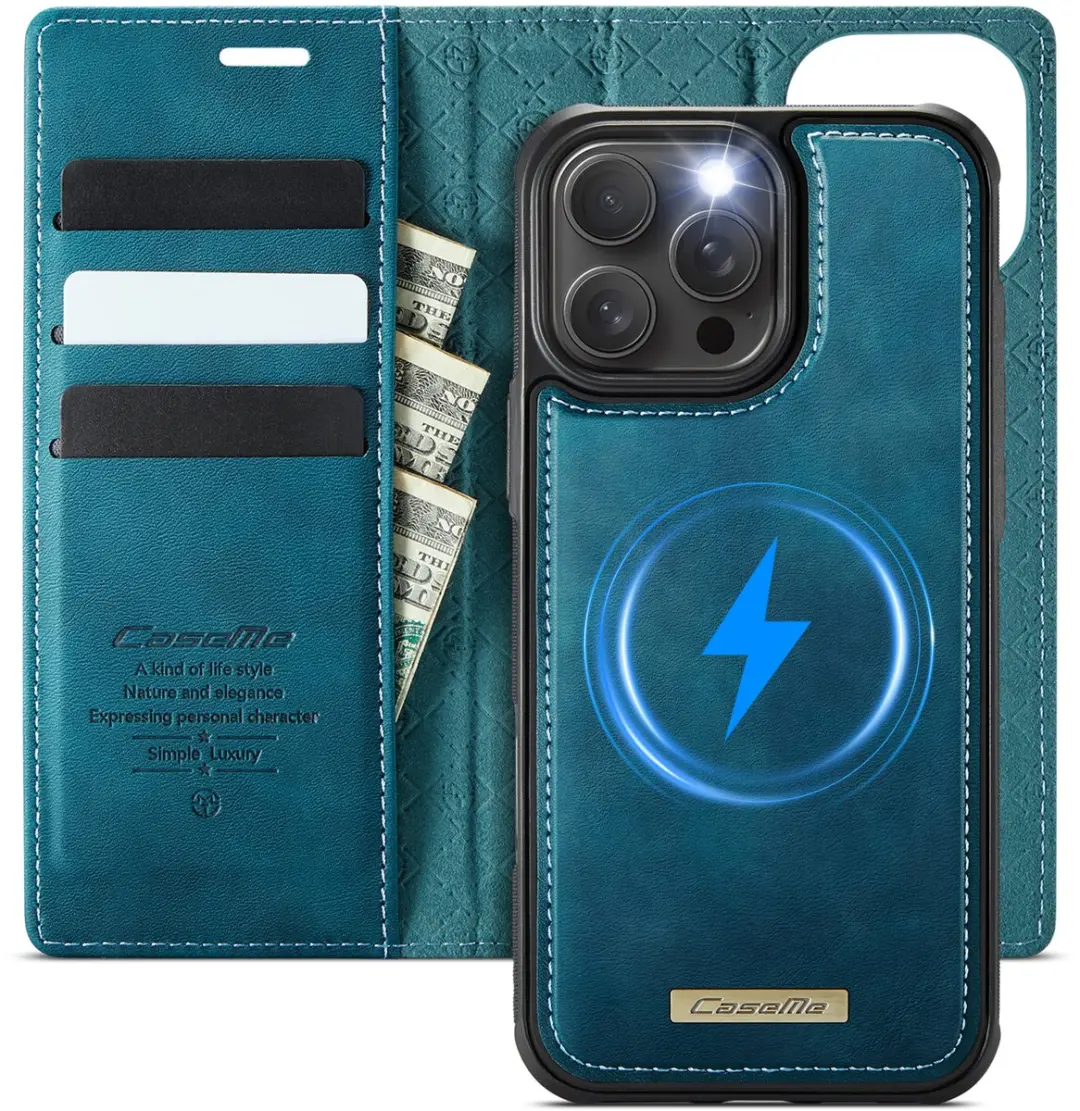 Caseme Telefoonhoesje iPhone 16 Pro Max Bookcase - 3 Pasjes - Blauw