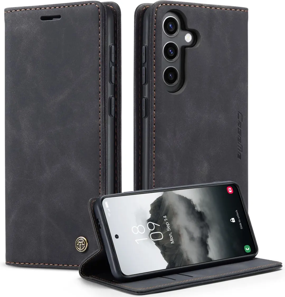 Caseme Telefoonhoesje Samsung Galaxy A15 Wallet Book - Zwart