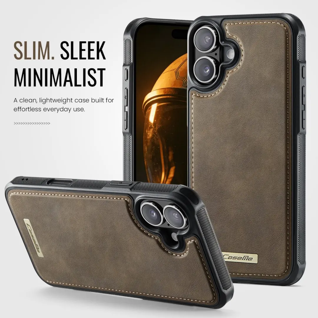 Caseme C69 Leather Back Cover iPhone 16 Hoesje - MagSafe - Bruin