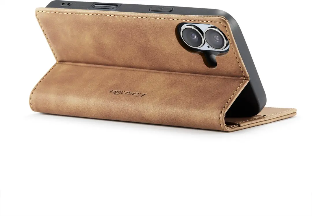 CaseMe iPhone 16 Wallet Book Case - Licht bruin