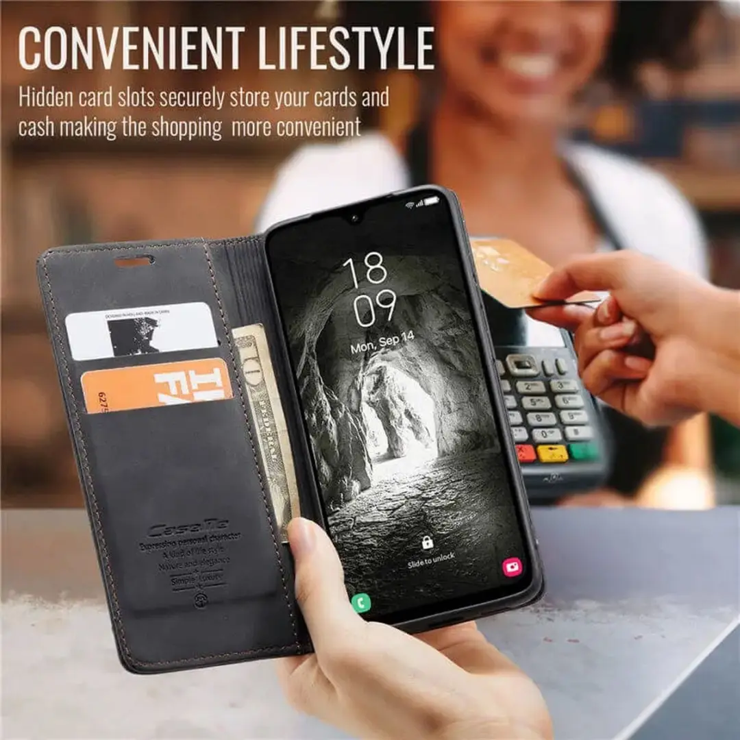 Caseme 013 Hoesje Samsung Galaxy A57 - Book Case - 2 Pasjes - Zwart
