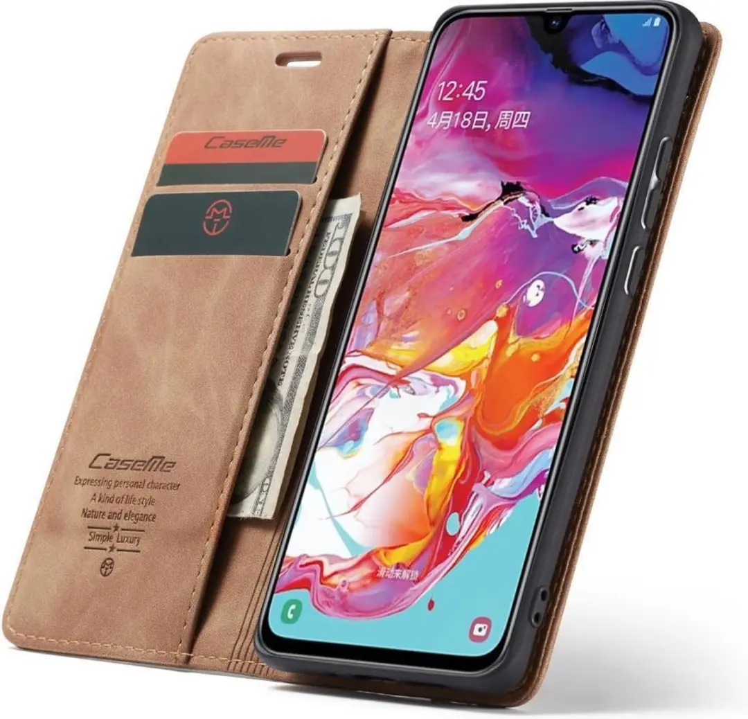 Caseme Book Case Samsung Galaxy A70 - 2 Pasjes - Bruin