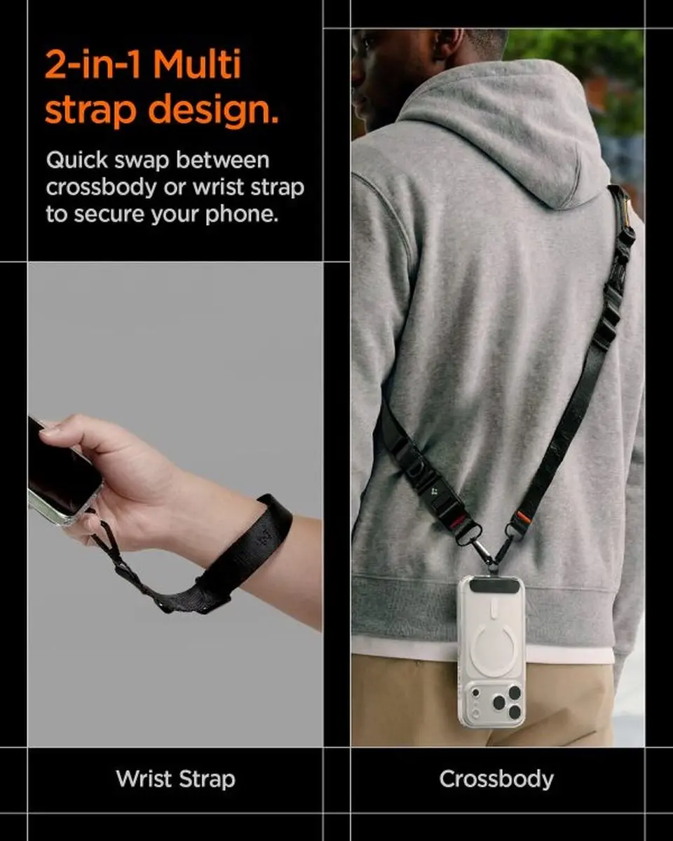 Spigen DA30M Crossbody Lanyard - Zwart