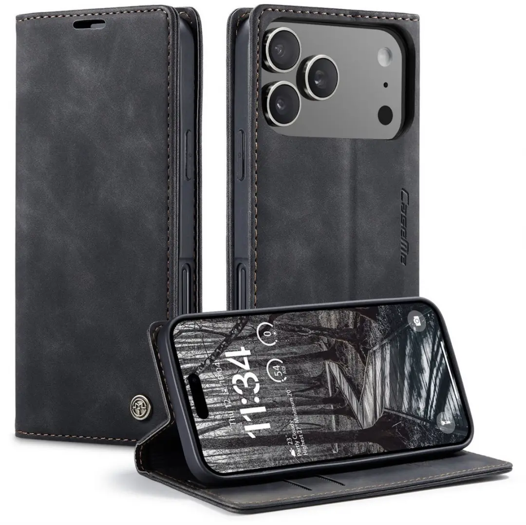 Caseme iPhone 17 Pro Wallet Book Case - Zwart