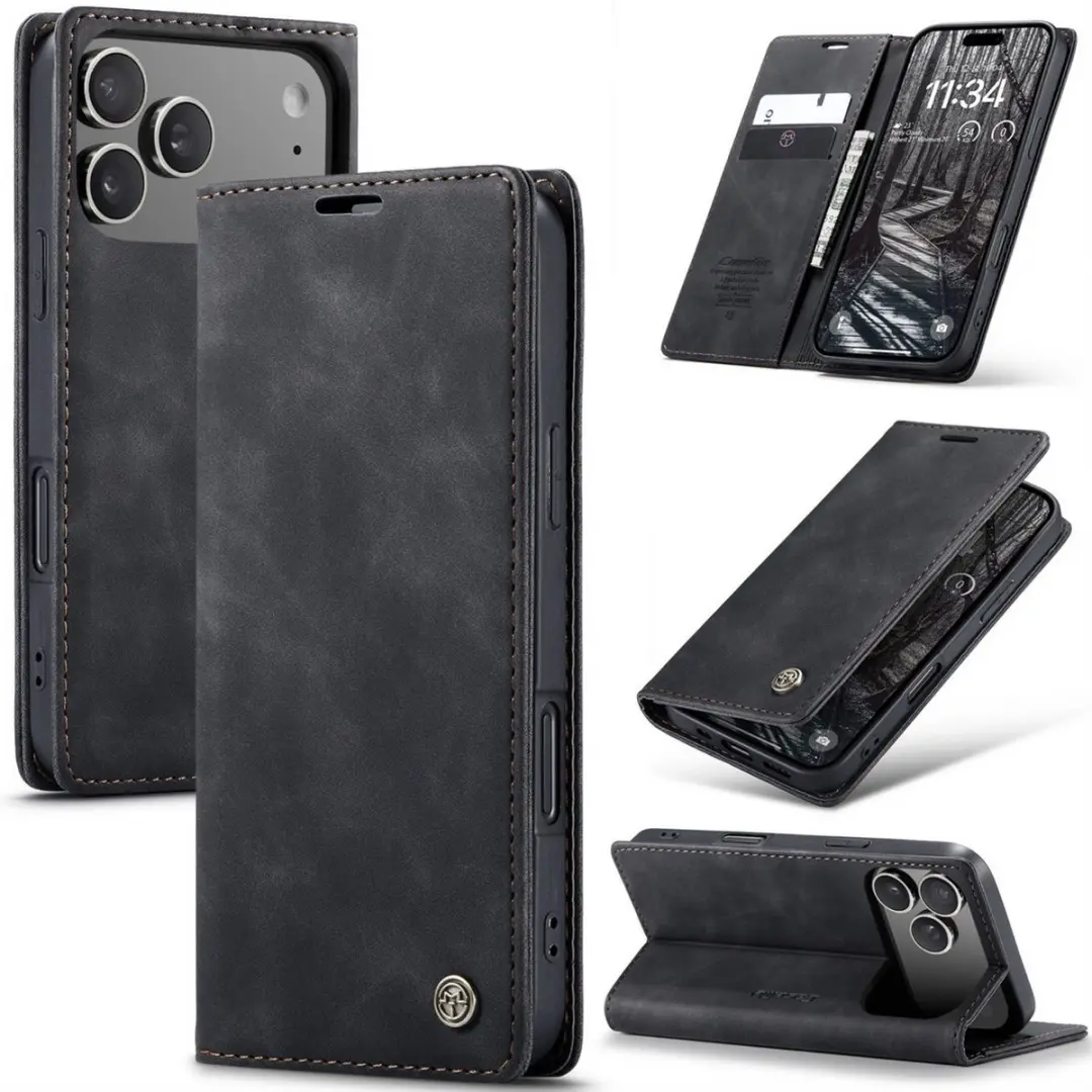 Caseme iPhone 17 Pro Wallet Book Case - Zwart