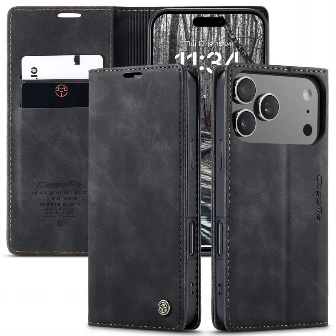 Caseme iPhone 17 Pro Wallet Book Case - Zwart