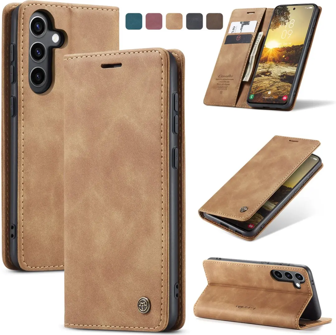 Caseme Wallet Book Hoesje Samsung Galaxy S25 - Licht Bruin