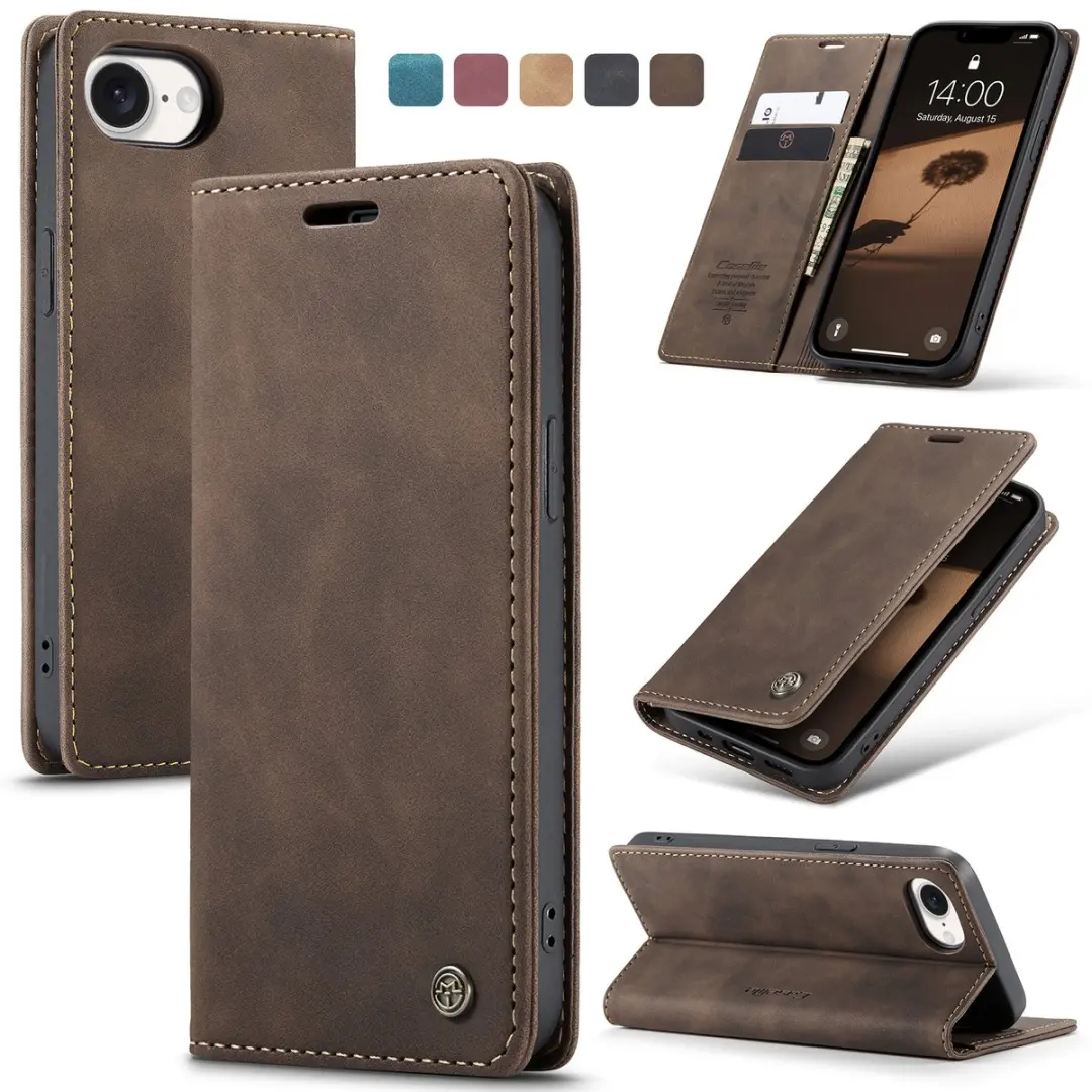 Caseme Telefoonhoesje iPhone 16E Wallet Book - Donker Bruin - afbeelding 6 van 6
