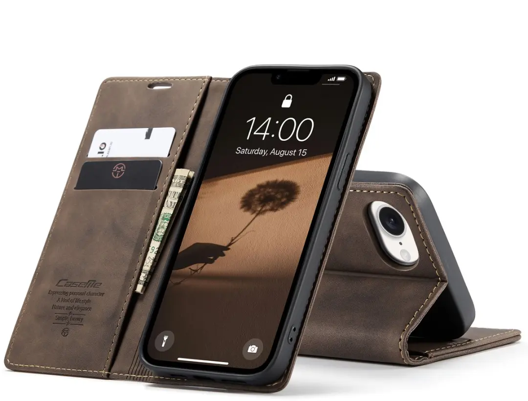 Caseme Telefoonhoesje iPhone 16E Wallet Book - Donker Bruin