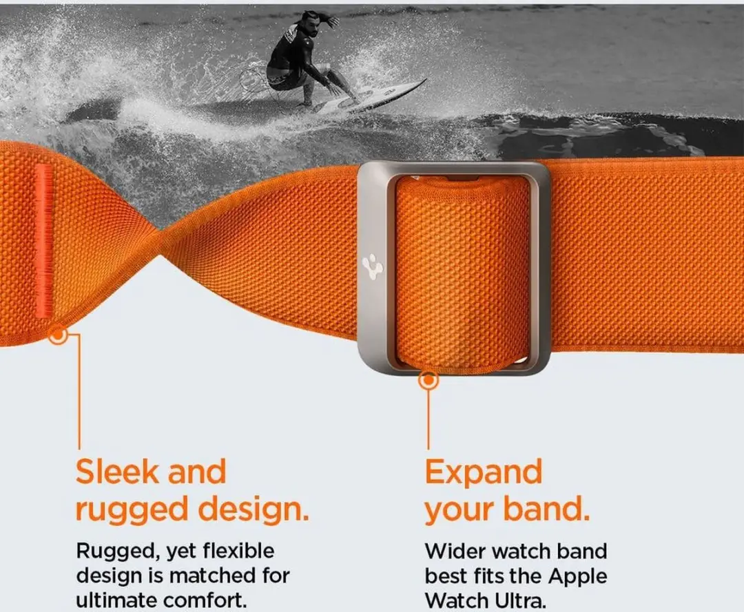 Spigen Fit Ultra Bandje - Apple Watch 20mm - Oranje - afbeelding 6 van 6
