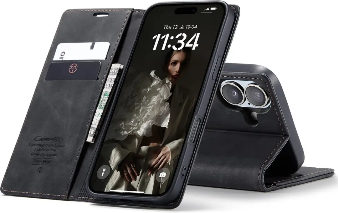 Caseme Telefoonhoesje iPhone 17 Wallet Book - Zwart