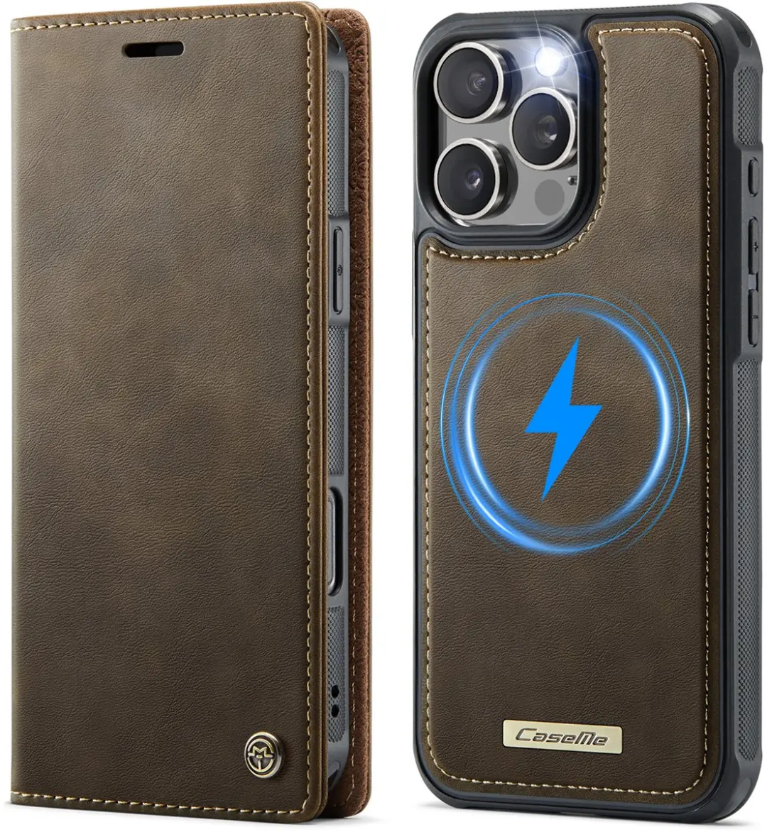 Caseme Telefoonhoesje iPhone 16 Pro Bookcase - 3 Pasjes - Bruin