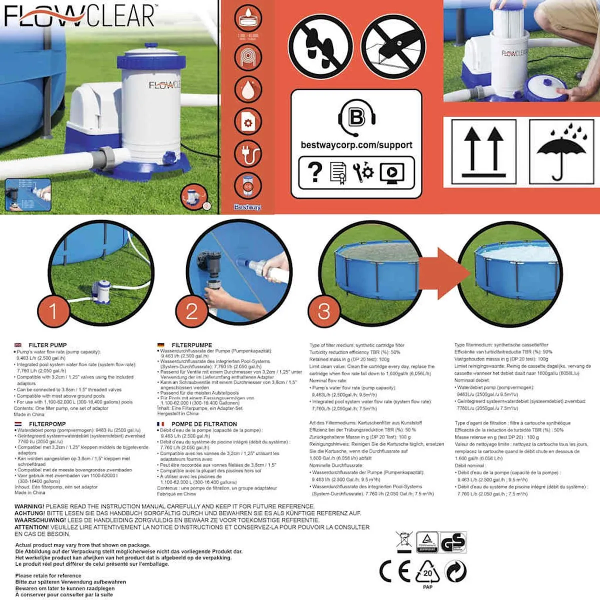 Bestway Flowclear 9463 Zwembadfilterpomp - 62.000L/u
