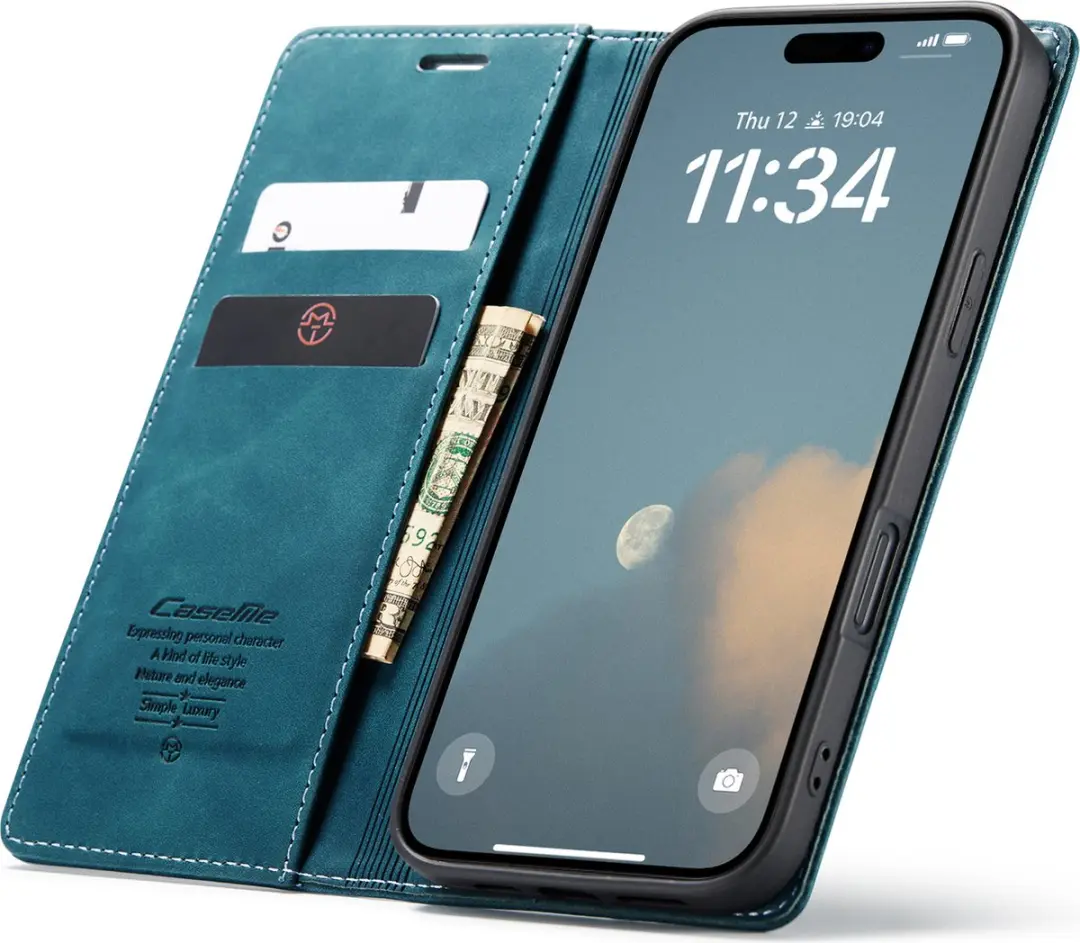 CaseMe iPhone 16 Wallet Book Hoesje - Blauw