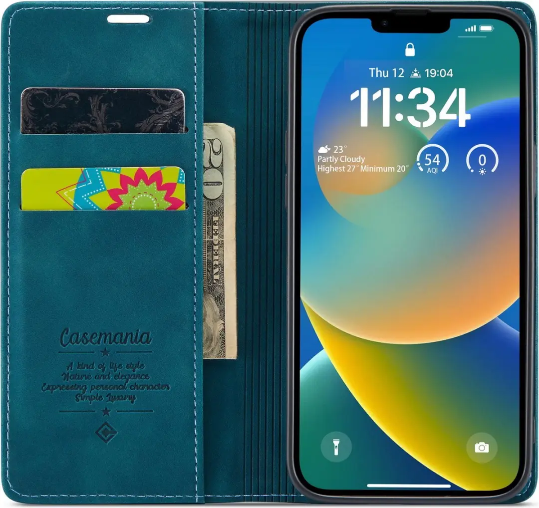 CaseMe iPhone 15 Wallet Bookhoesje - Blauw