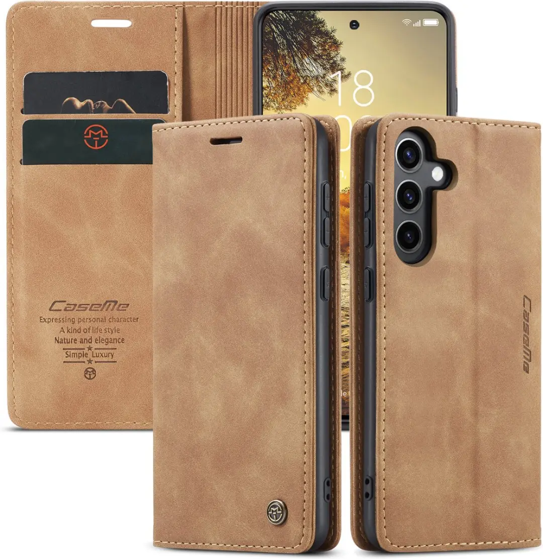 Caseme Wallet Book Case Samsung Galaxy S25 Plus - Licht Bruin