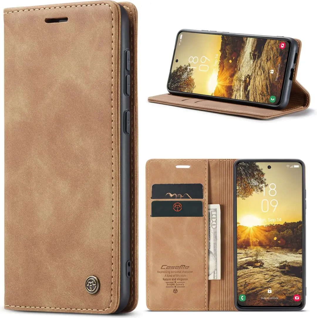 Caseme Wallet Book Case Samsung Galaxy S25 Plus - Licht Bruin