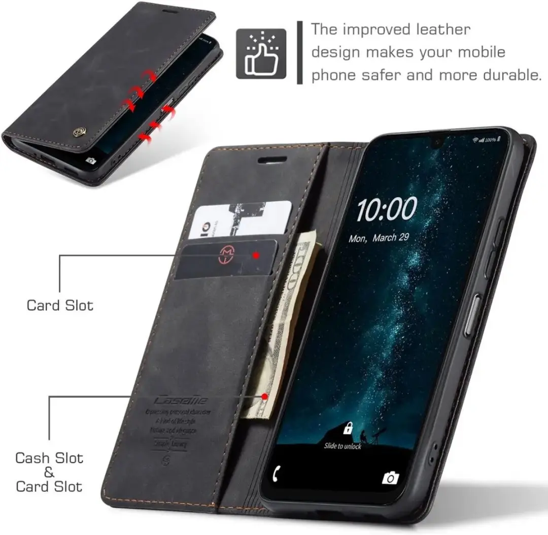 Caseme 013 Hoesje Samsung Galaxy A26 - Book Case Zwart - afbeelding 6 van 6